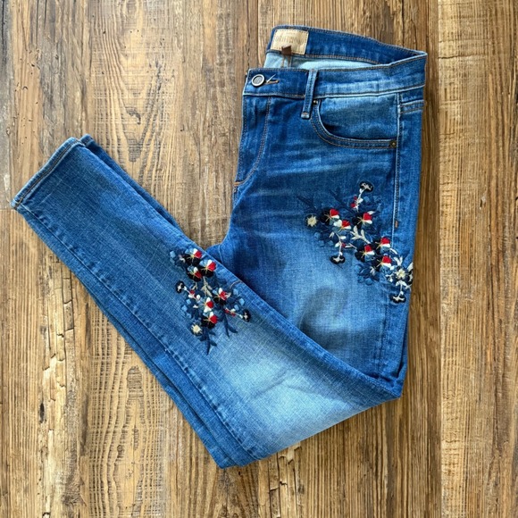 DRIFTWOOD Denim - Driftwood Skinny Jeans‎ Womens 26 Blue Excellent Beau Floral Embroidered